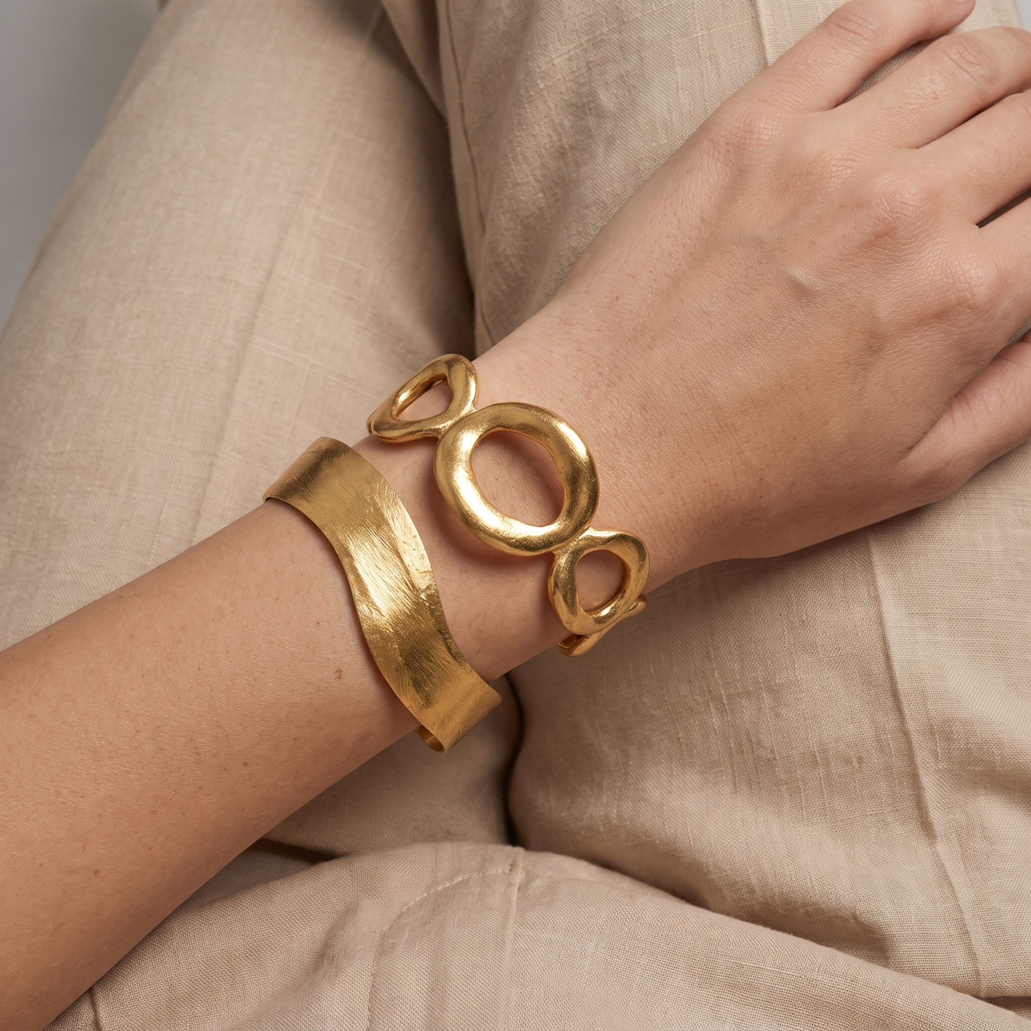 The Sculpt Cuff | Gold Brushed Open Bangle