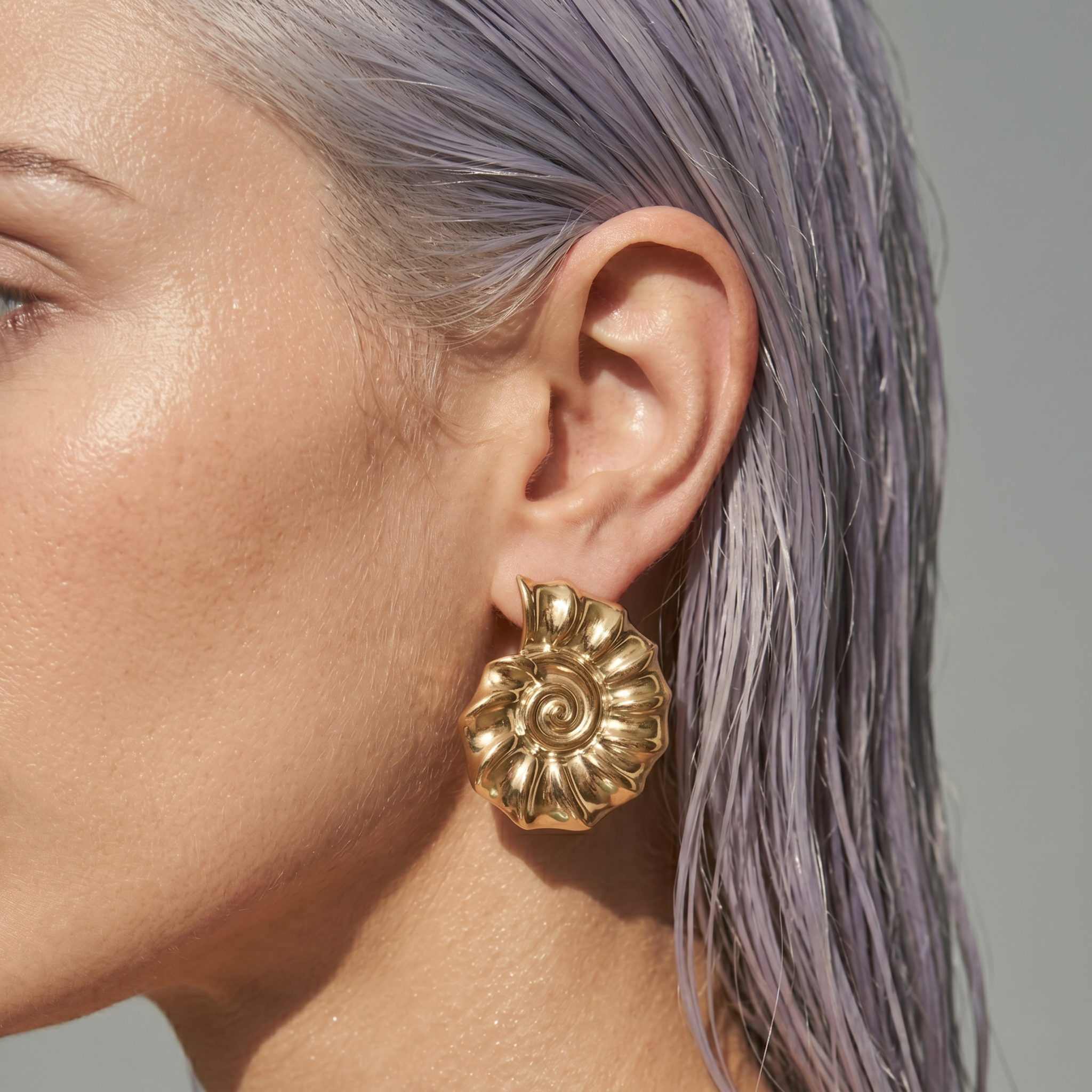 The Shell Earrings | Gold Nautilus Statement Stud Earrings