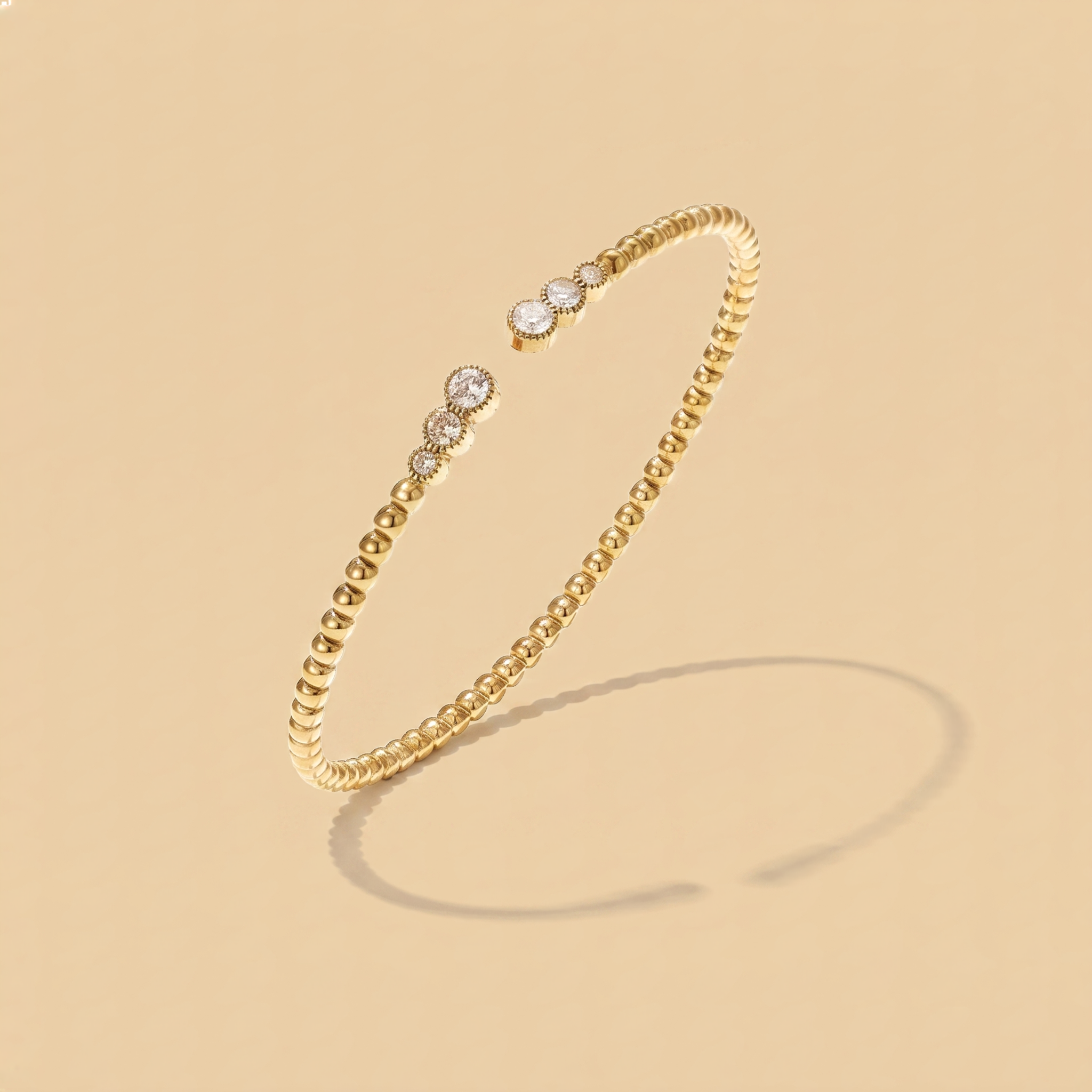 The Sparkle Cuff | Gold Beaded Crystal Open Bangle