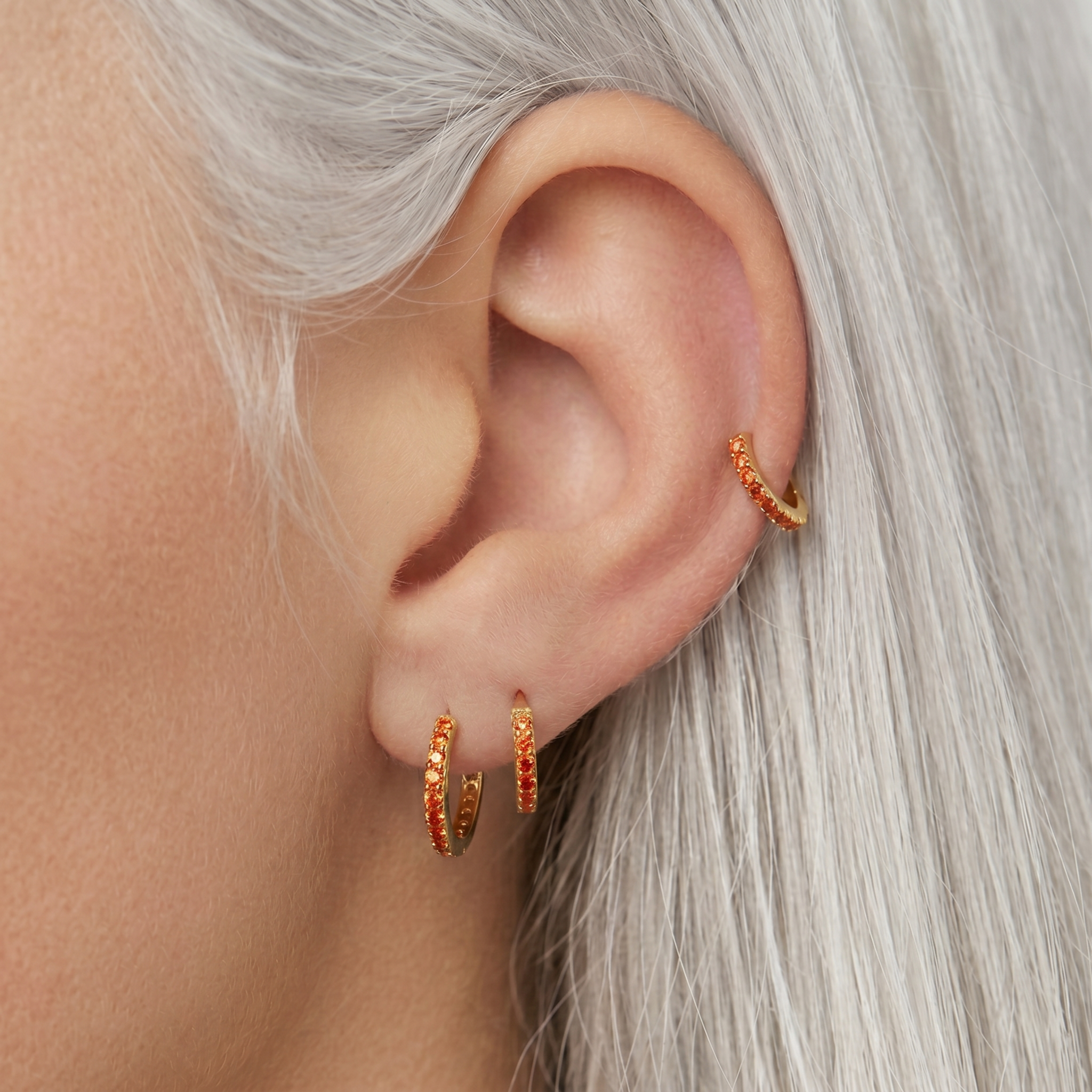 The Sparkle Set | Pink Crystal Huggie Hoop Earrings Set