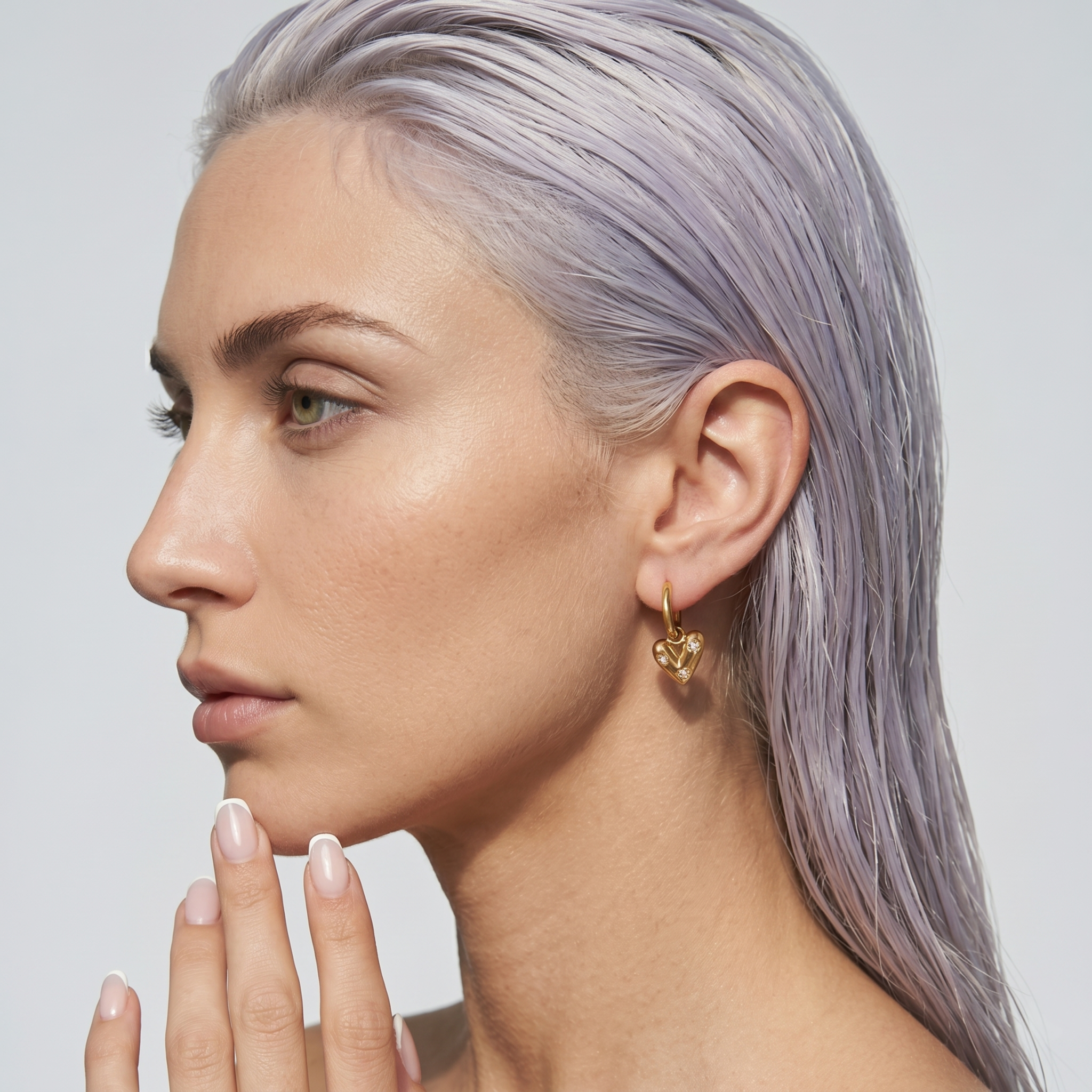 The Stella Earrings | Gold Round Crystal Heart Hoop Earrings