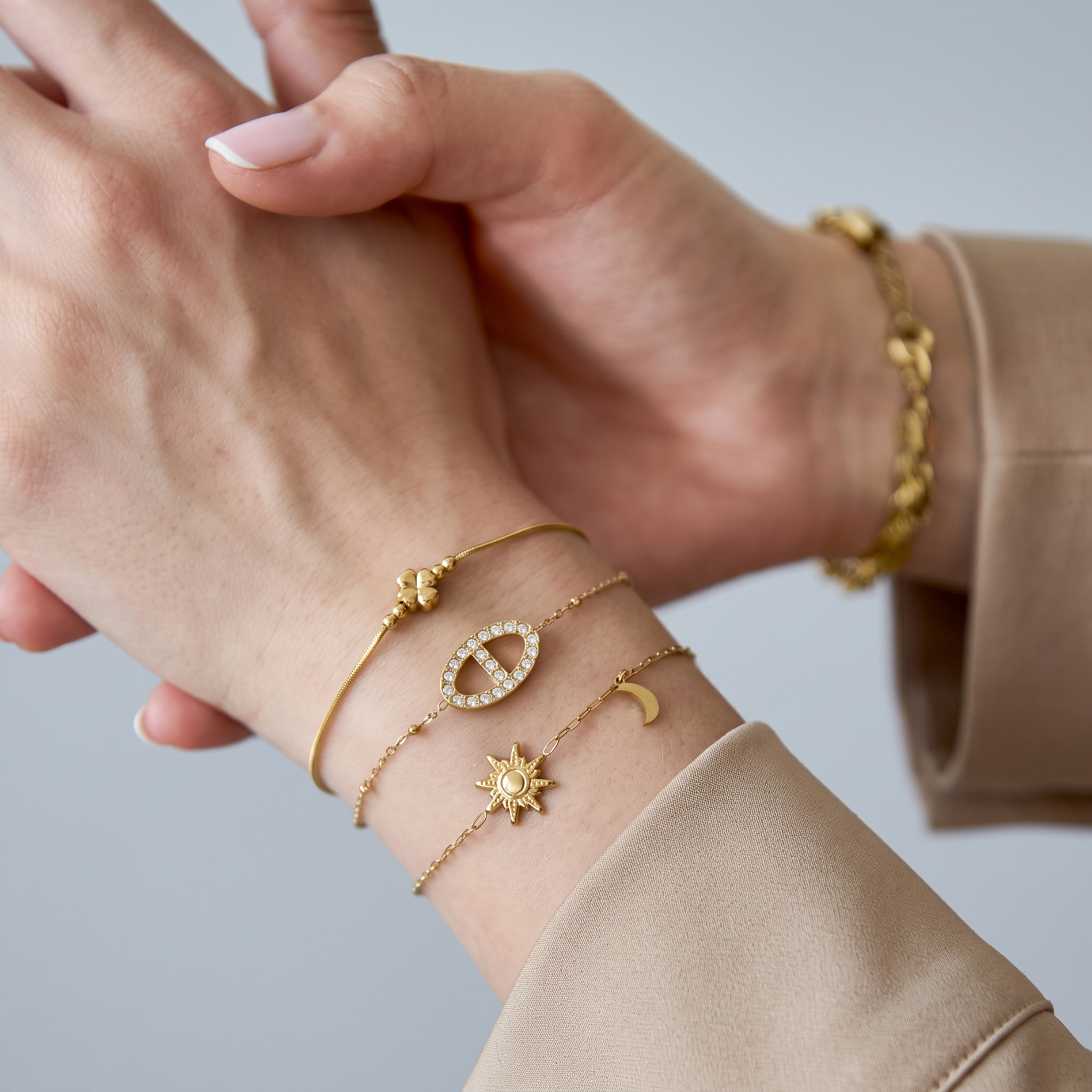 The Sun & Moon Bracelet | Gold Celestial Charm Bracelet