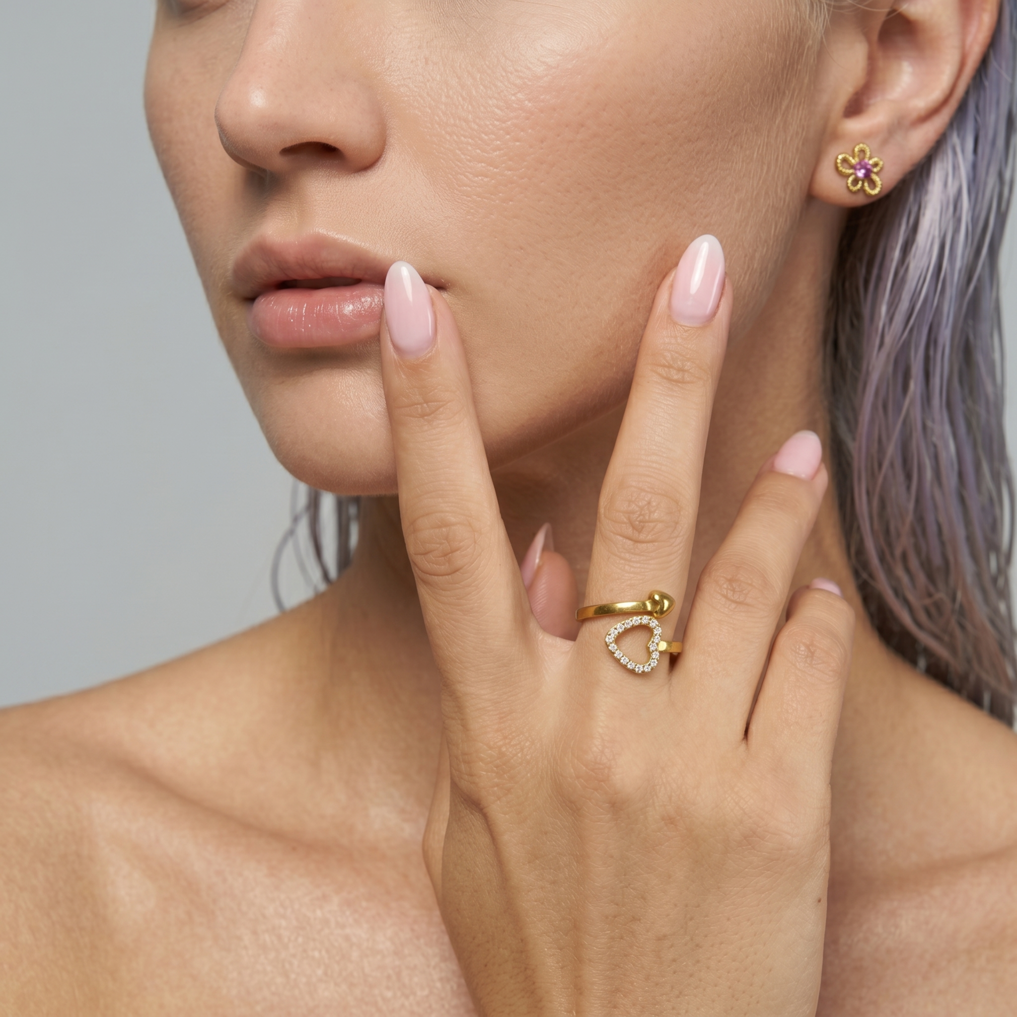 The Sweetheart Ring | Gold Crystal Open Heart Ring