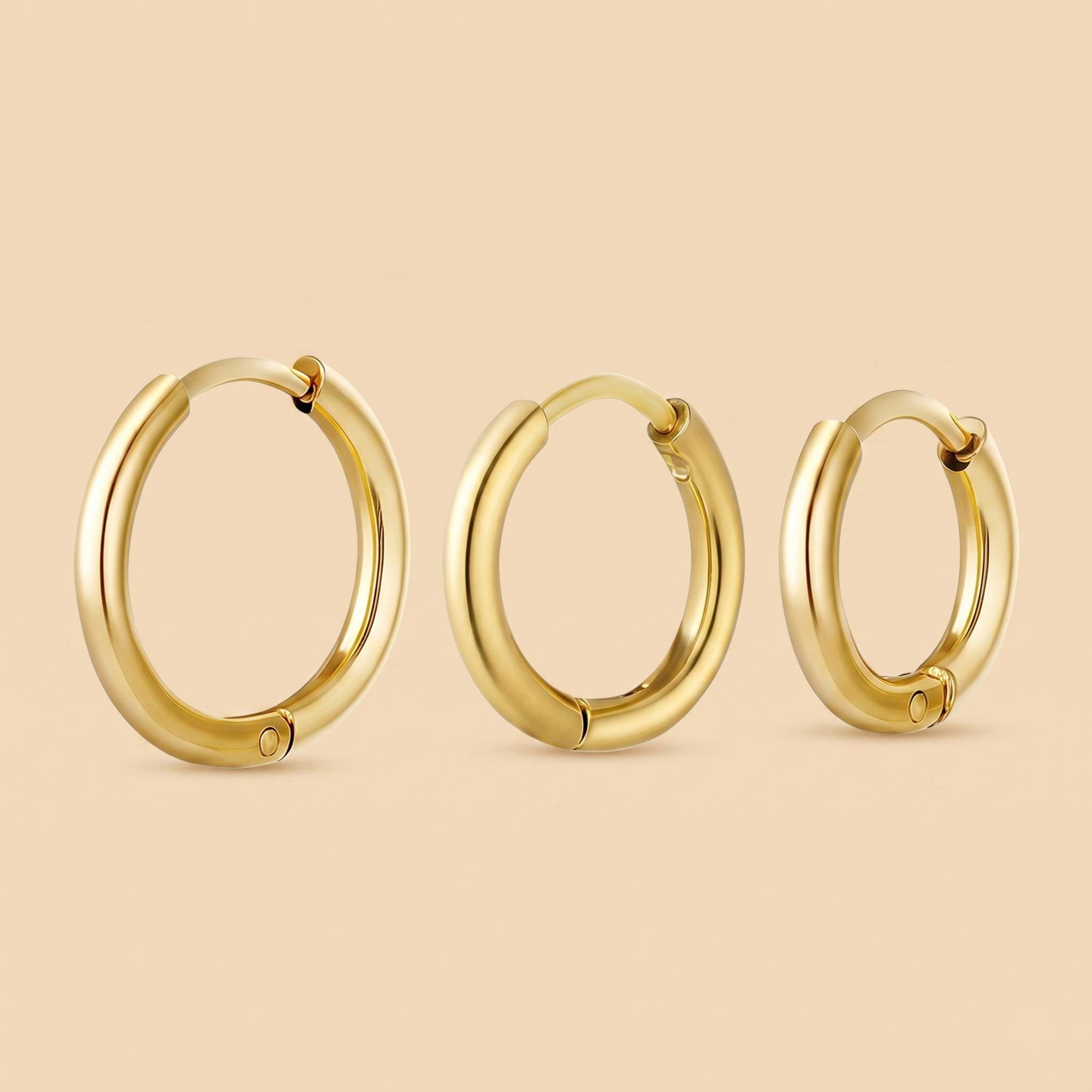 The Trio Earrings | Classic Gold Huggie Hoop Set