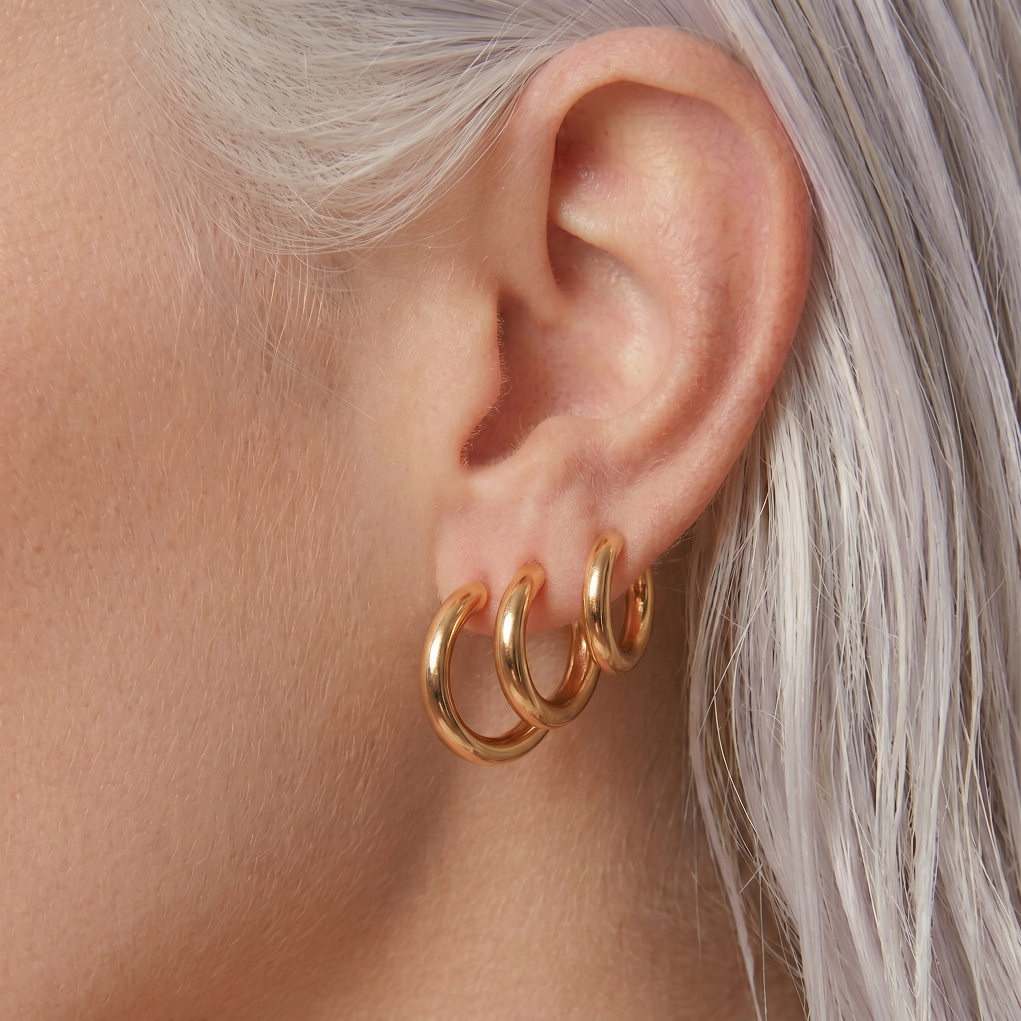 The Trio Earrings | Classic Gold Huggie Hoop Set
