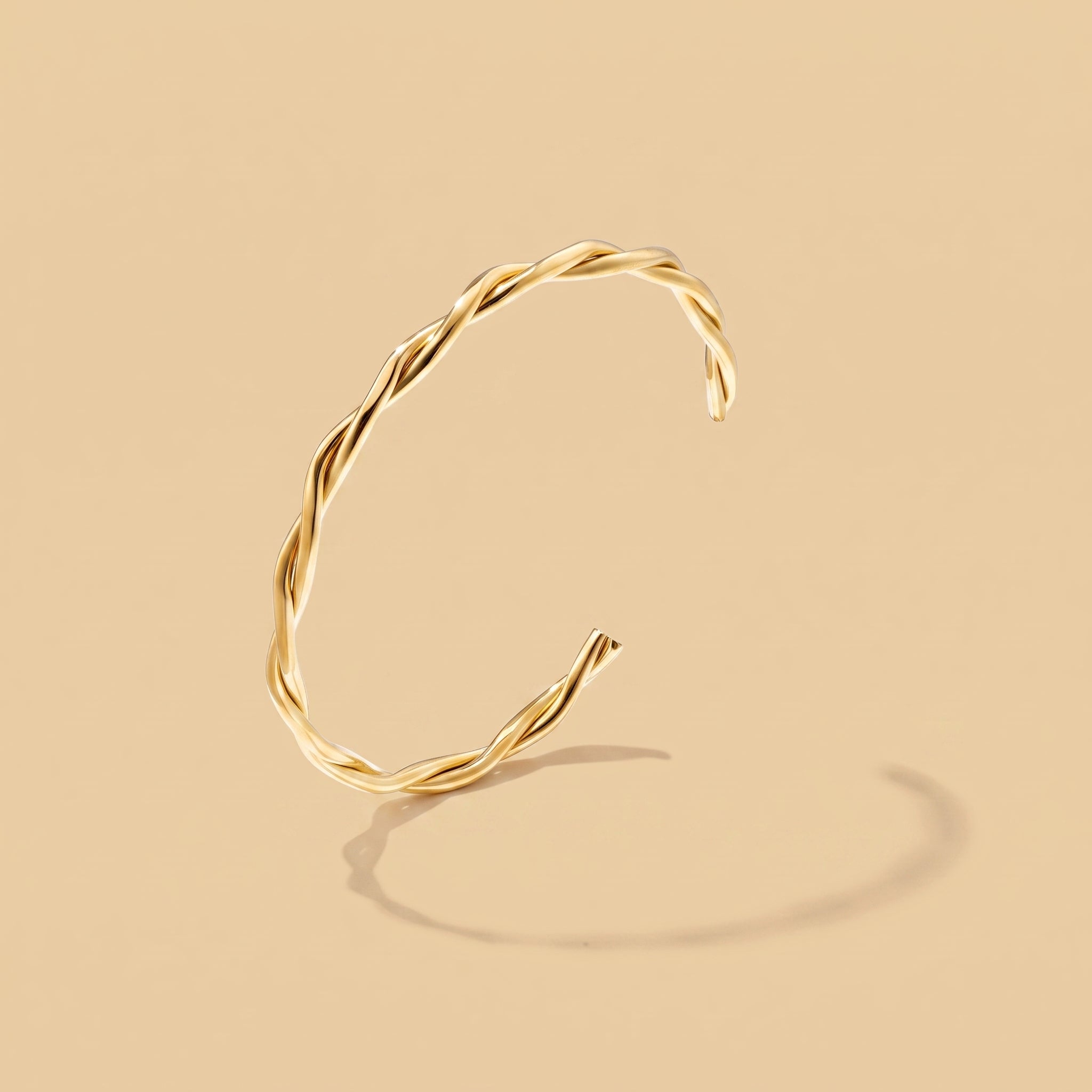 The Twisted Cuff | Gold Braided Open Bangle