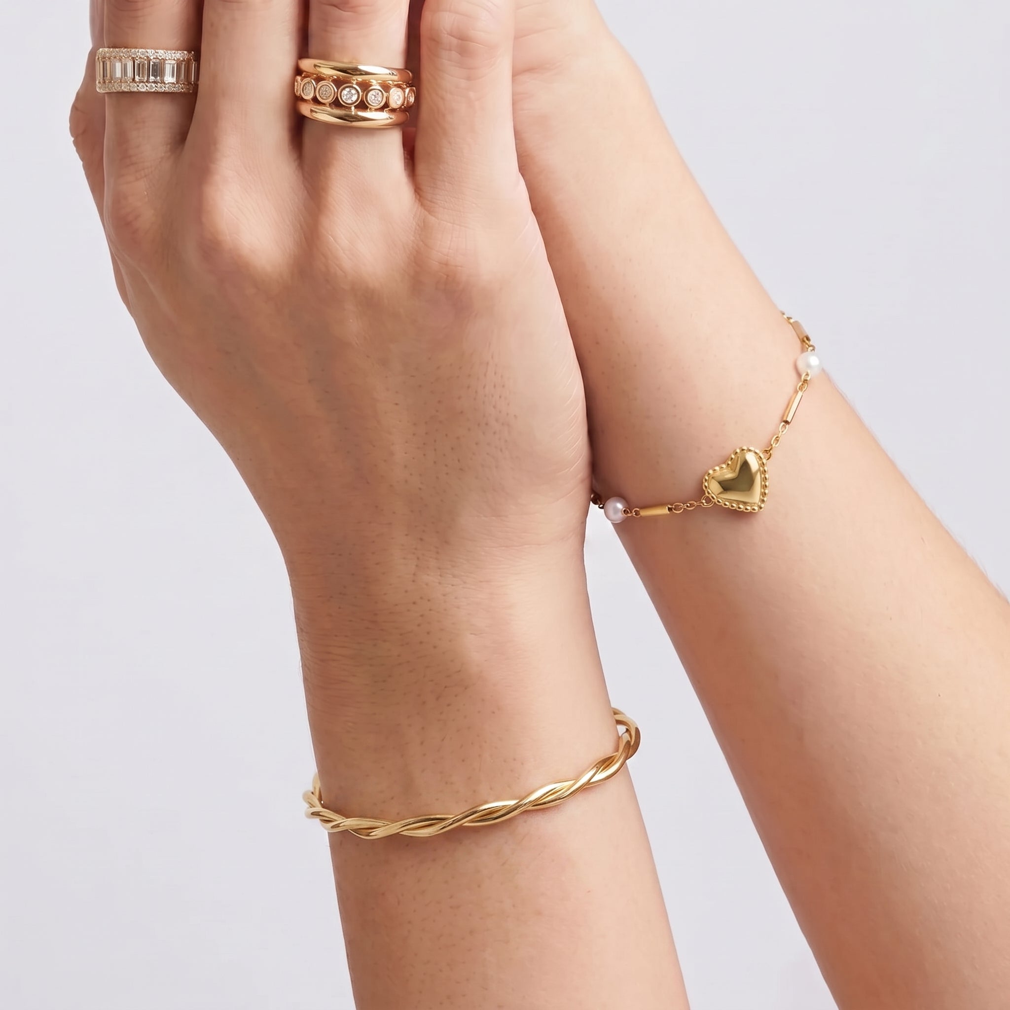 The Twisted Cuff | Gold Braided Open Bangle