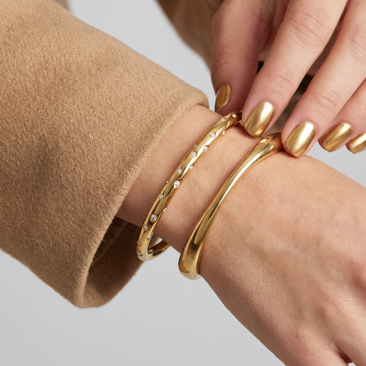 The Wave Cuff | Gold Sculptural Open Bangle